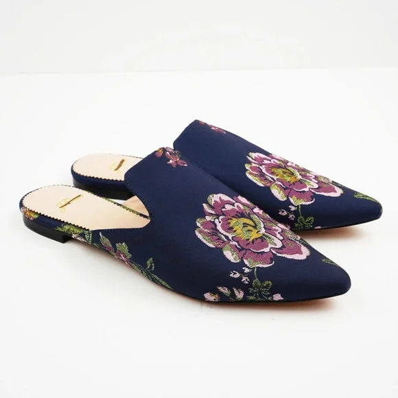 New JCREW Pointed-toe Slides in Floral Brocade - Picture 3 of 4